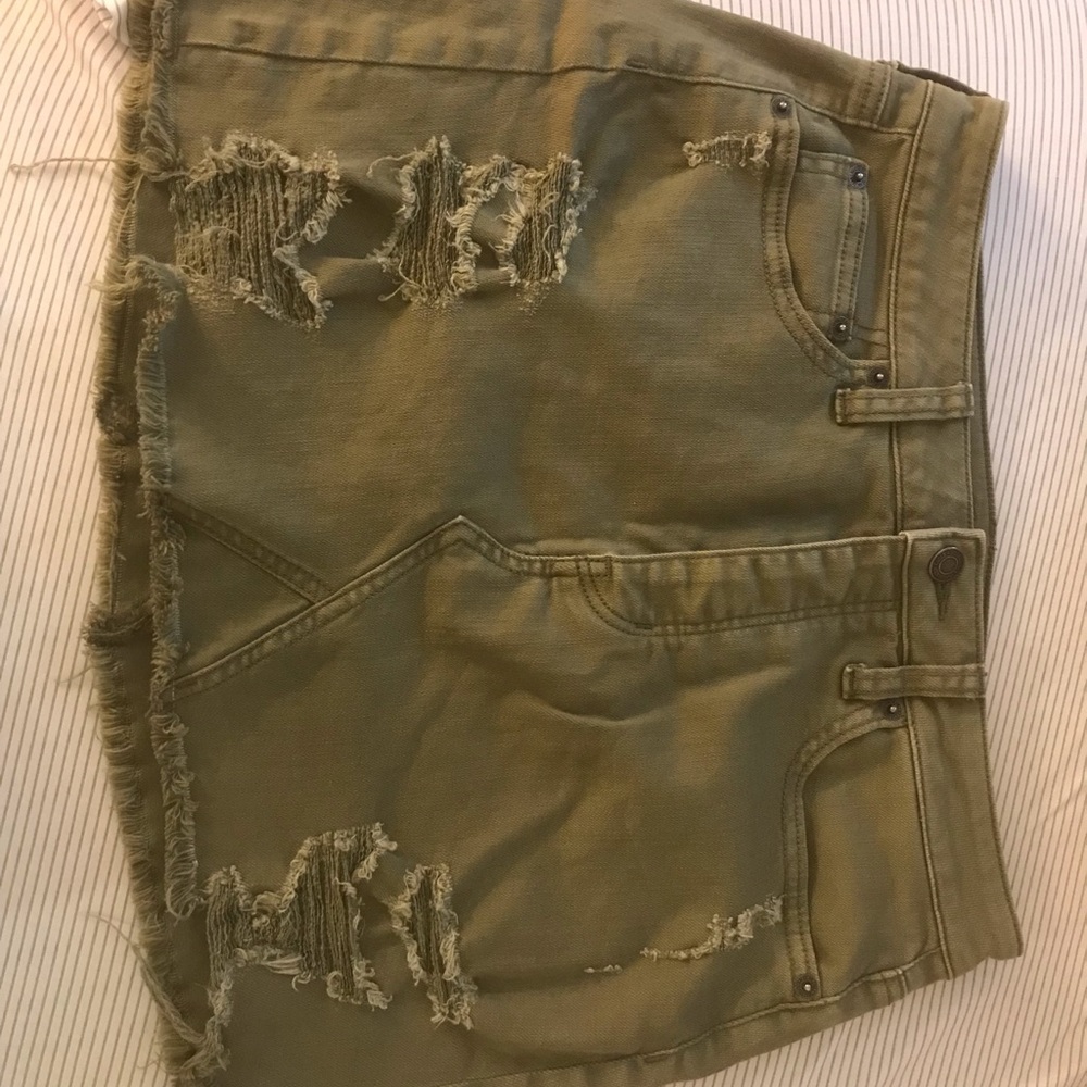 Army green American eagle denim skirt